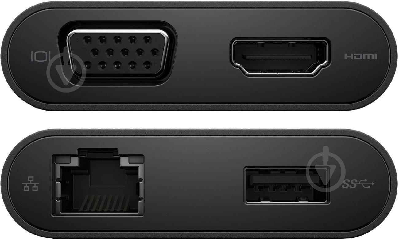 Адаптер Dell USB Type-C – HDMI + VGA + Ethernet + USB 3.0 черный (470-ABRY) - фото 2