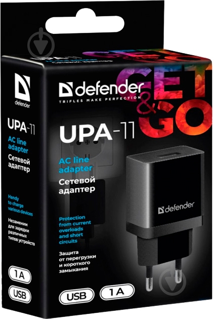 Сетевое зарядное устройство Defender UPA-11 1хUSB 5V/1А Black 83547 - фото 4 Сетевое зарядное устройство Defender UPA-11 1хUSB 5V/1А Black 83547 - фото 4