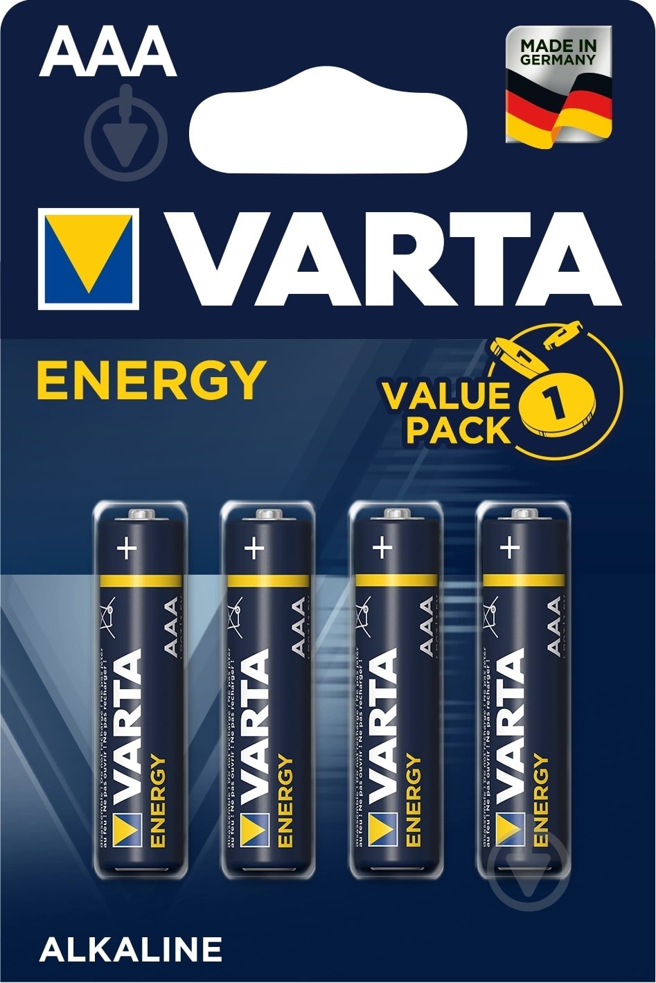 Батарейка Varta Energy AAA (мізинчикові) 4 шт. (30705056) - фото 2 Батарейка Varta Energy AAA (мізинчикові) 4 шт. (30705056) - фото 2