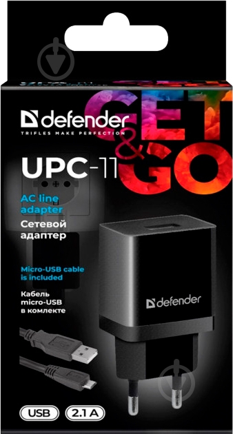 Сетевое зарядное устройство Defender UPC-11 1xUSB 5V/2.1А кабель micro-USB 83556 - фото 3
