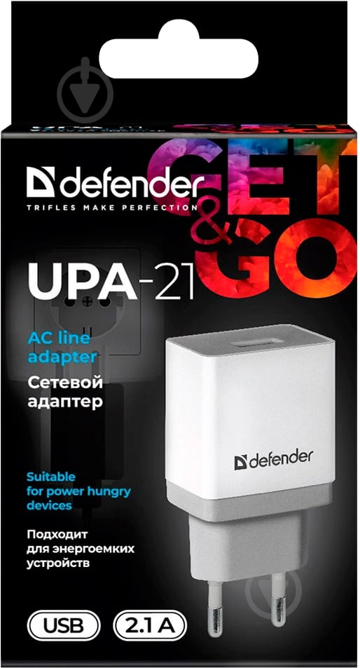 Сетевое зарядное устройство Defender UPA-21 белый 1xUSB 5V/2.1А 83571 - фото 3