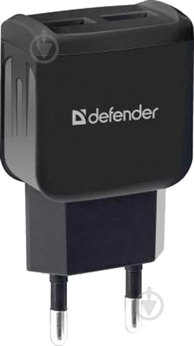 Сетевое зарядное устройство Defender UPA-22 черный 2xUSB 2.1А 83579 - фото 1