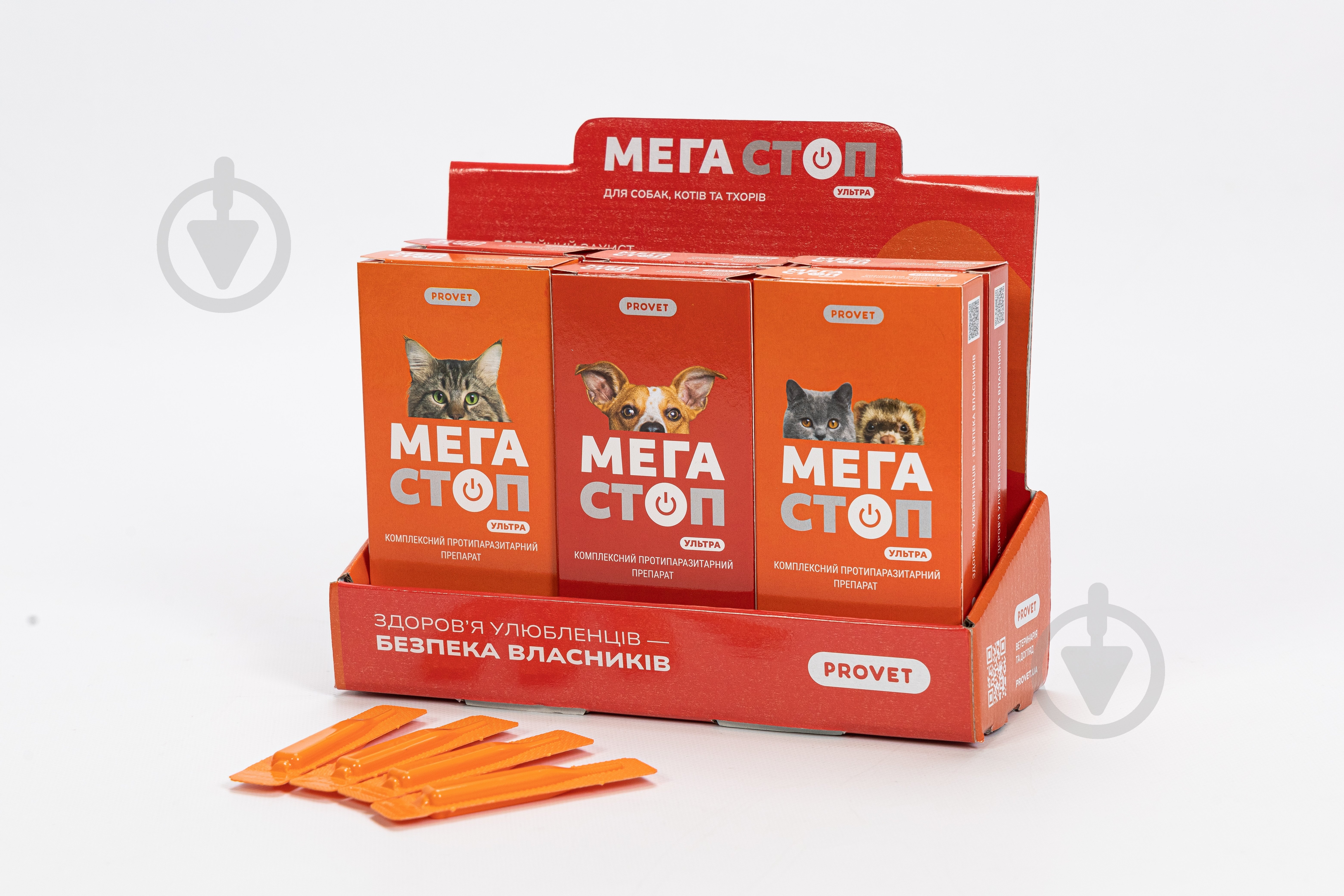 Краплі ProVET для котів до 4-8 кг Мегастоп Ультра від глистів, бліх, кліщів, вошей, 4 п-ки по 0,8 мл - фото 3
