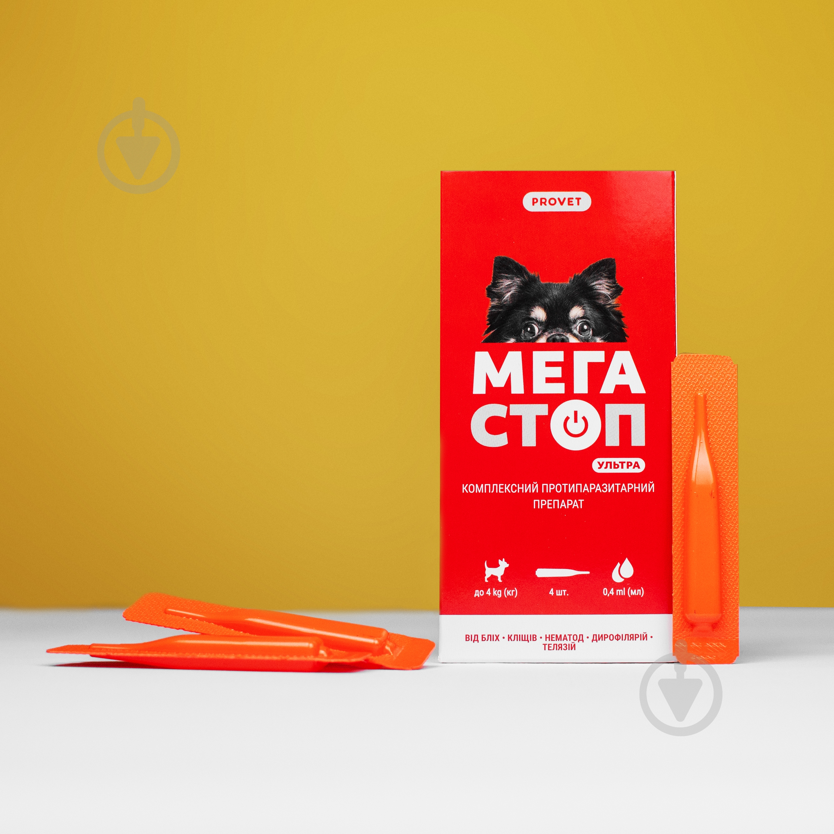 Капли ProVET для собак до 4 кг Мегастоп Ультра от глистов, блох, клещей, вшей 4 п-ки по 0,4мл - фото 3 Капли ProVET для собак до 4 кг Мегастоп Ультра от глистов, блох, клещей, вшей 4 п-ки по 0,4мл - фото 3