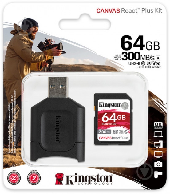 Карта памяти Kingston SDXC 64 ГБ UHS-I Class 3 (U3) (MLPR2/64GB) React+ - фото 3