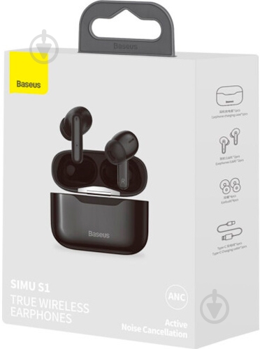 Наушники BASEUS SIMU ANC TWS S1 black - фото 8 Наушники BASEUS SIMU ANC TWS S1 black - фото 8