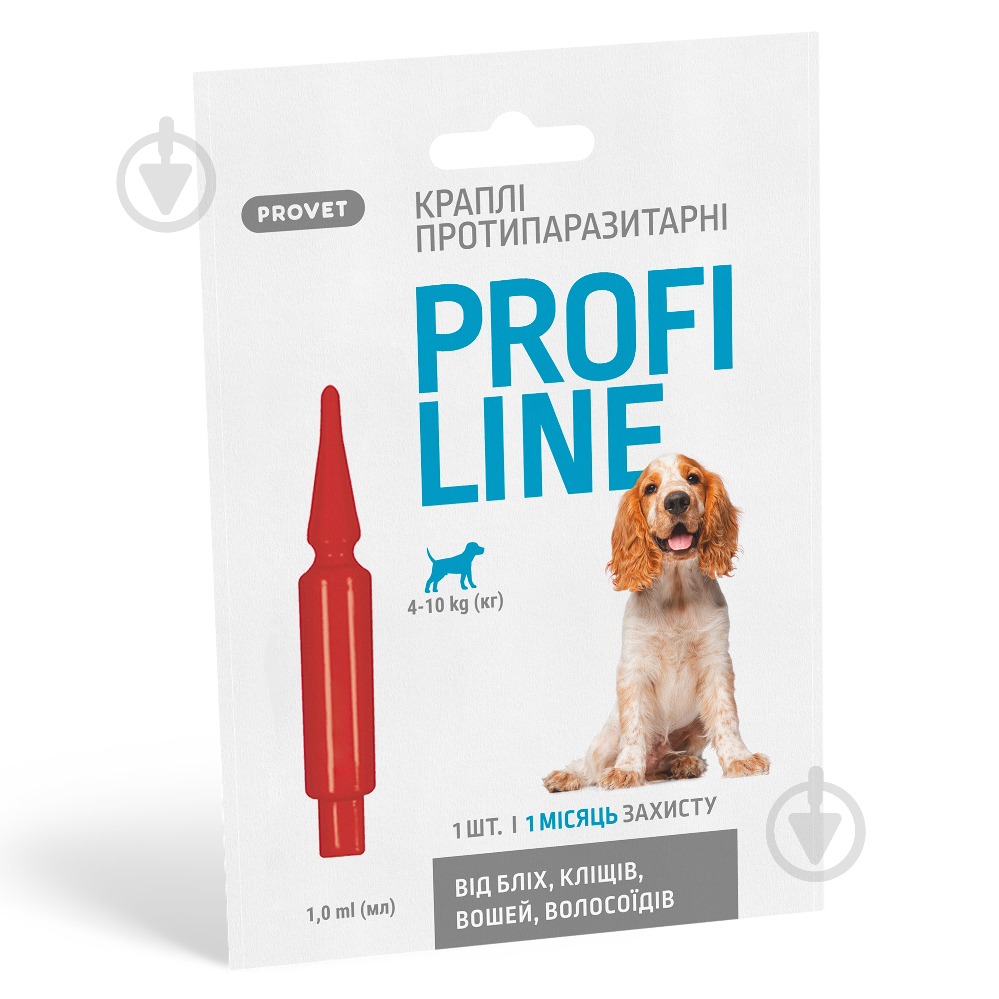 Краплі ProVET для собак 4-10 кг Profiline від бліх, кліщів, паразитів, вошей, 1 піпетка, 1,0 мл - фото 1