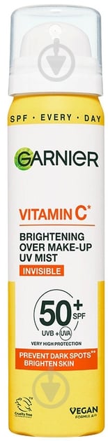 Мист Garnier Skin Naturals Vitamin C солнцезащитный с очень высокой степенью защиты SPF 50+ 75 мл - фото 1