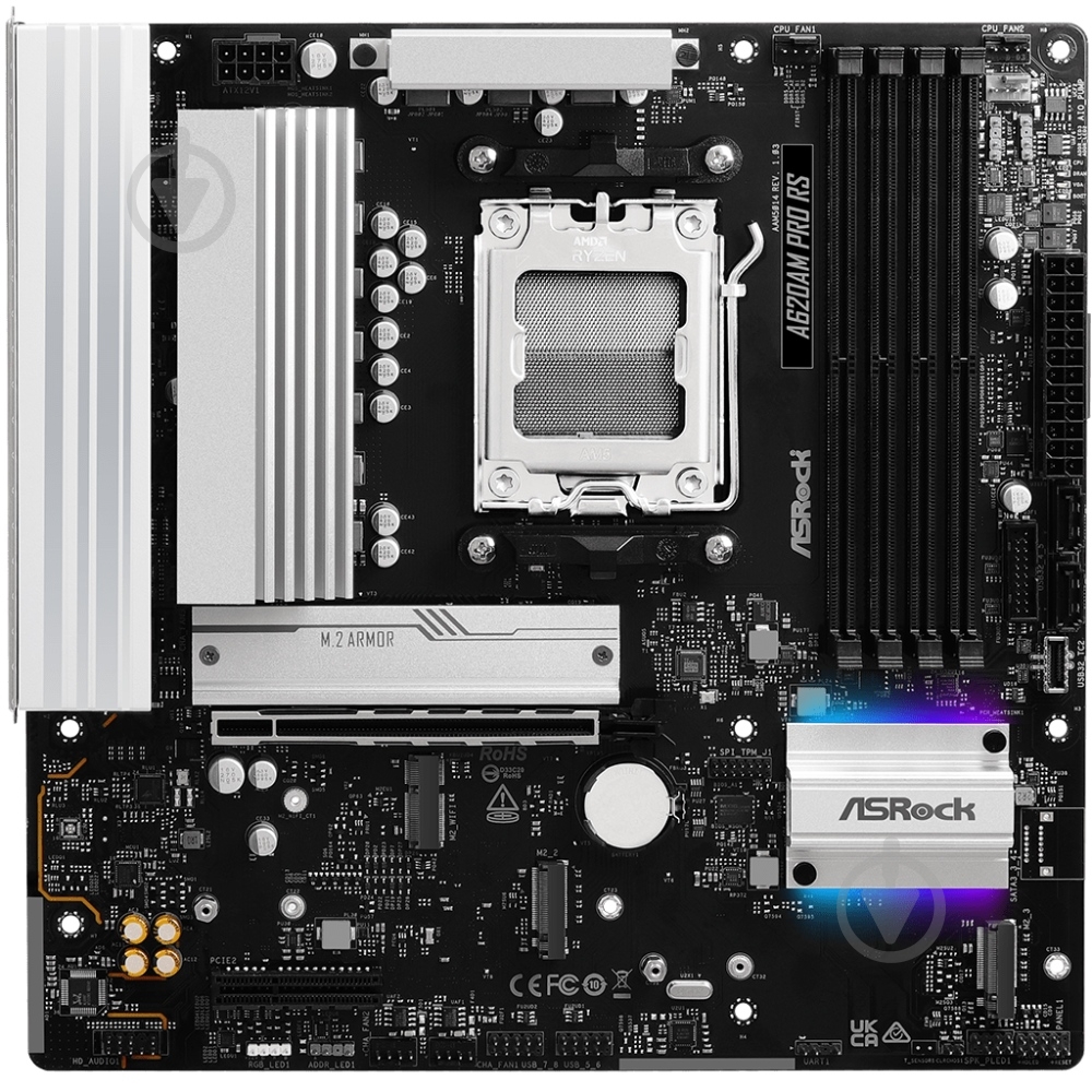 Материнская плата ASRock A620AM PRO RS (Socket AM5, AMD A620A, ATX) - фото 1