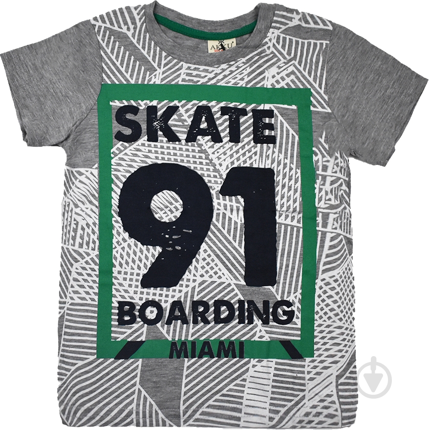 Футболка для мальчика AKKU 9105 SKATE р.140 серый - фото 1