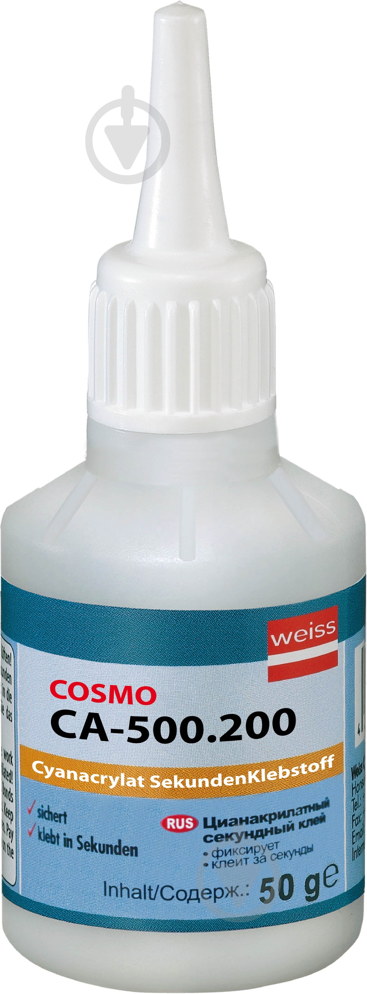 Суперклей Weiss Cosmofen CA12 (COSMO CA-500.200) 50 мл - фото 1 Суперклей Weiss Cosmofen CA12 (COSMO CA-500.200) 50 мл - фото 1
