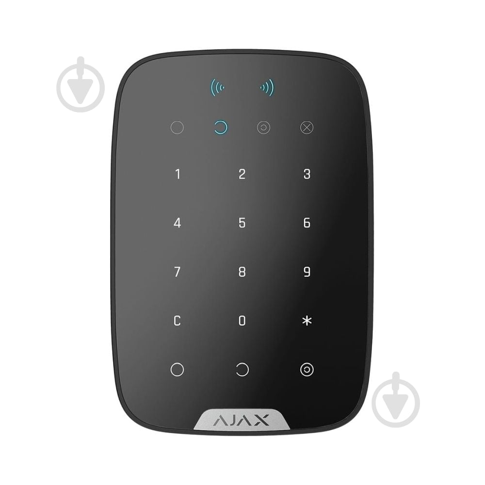 Панель сенсорная Ajax Keypad Plus (8EU) UA со считывателем карт Pass и брелоков Tag черный - фото 1