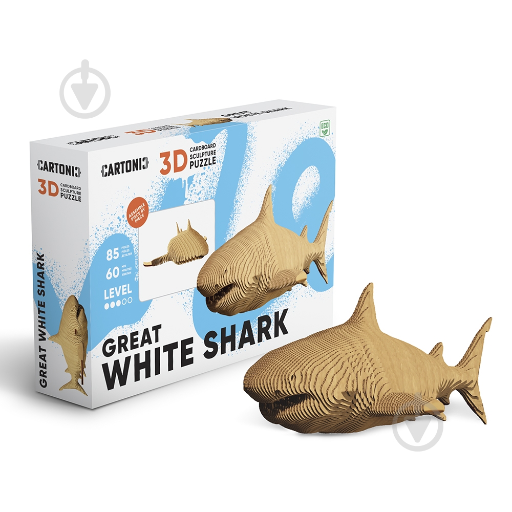 Конструктор картонний 1DEA.me 3D Puzzle SHARK CARTSHARK - фото 1