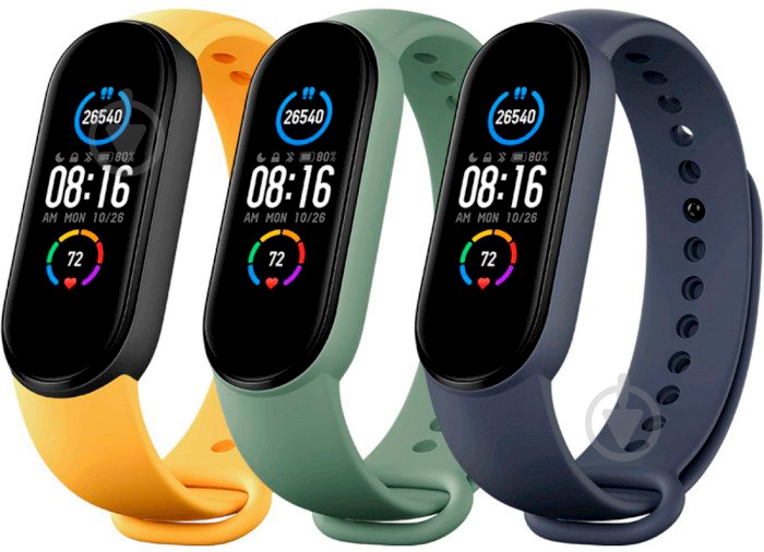 Набір ремінців Xiaomi для Mi Smart Band 5 (Blue Yellow Green) - фото 1