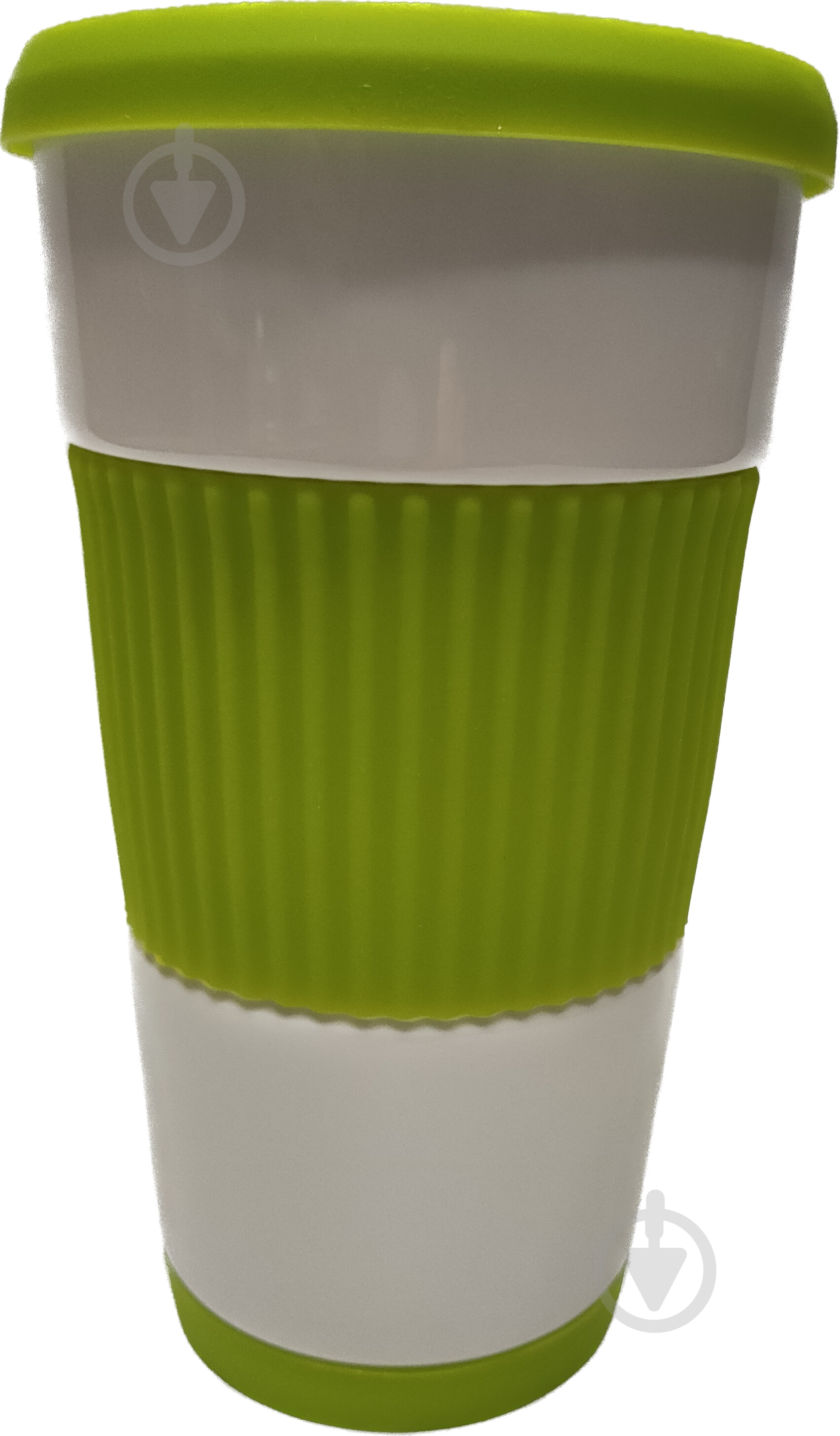 Чашка з кришкою Banquet 400 мл біло-зелена IO-400MUG - фото 1