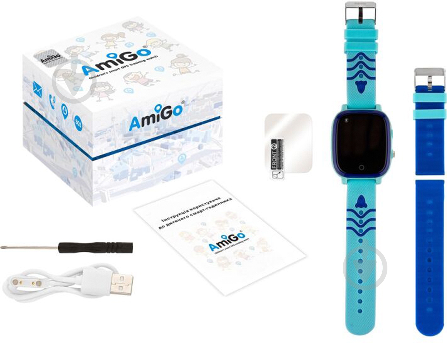 Смарт-часы AmiGo GO005 4G WIFI Thermometer blue - фото 9