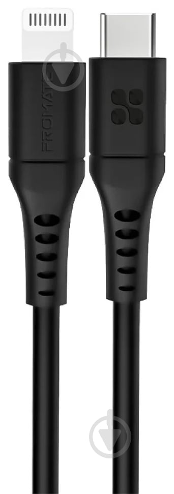 Кабель Promate PowerLink-120 USB-C to Lightning 3А 1,2 м чорний (powerlink-120.black) - фото 1