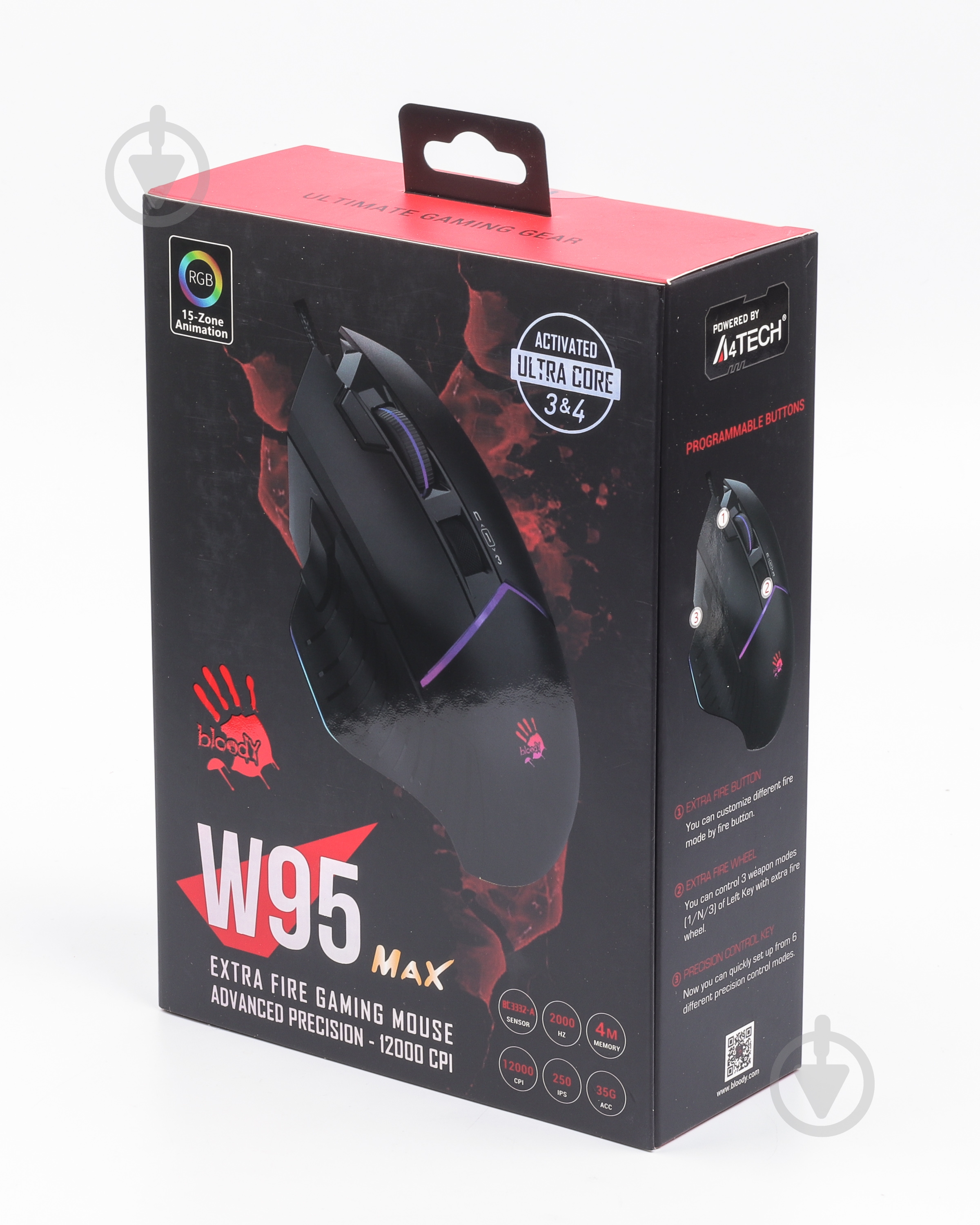 Мишка A4Tech Activated, RGB, 12000 CPI black (W95 Max Bloody (Black)) - фото 7