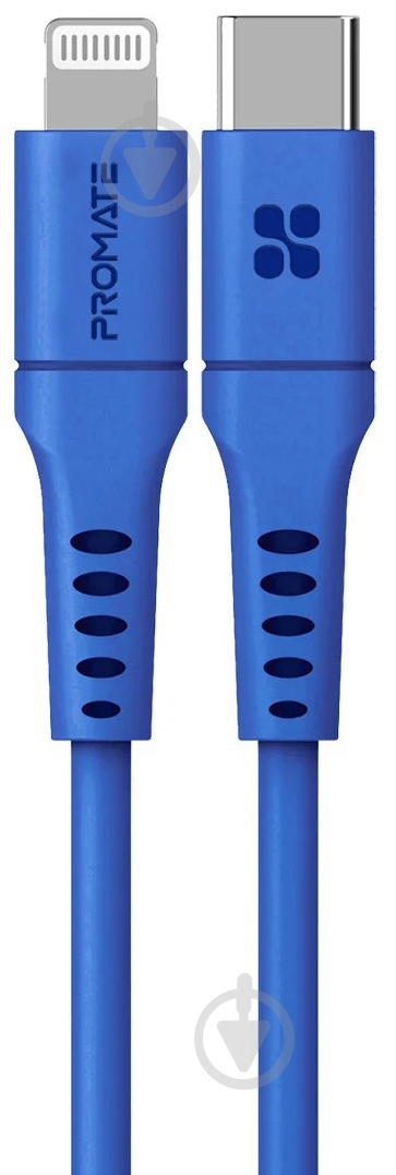 Кабель Promate PowerLink-120 USB-C to Lightning 3А 1,2 м синій (powerlink-120.blue) - фото 1
