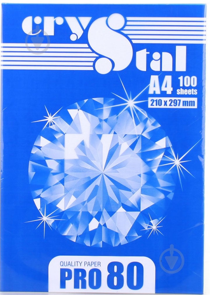 Папір офісний CRYSTAL A4 80 г/м білий 100 аркушів - фото 1