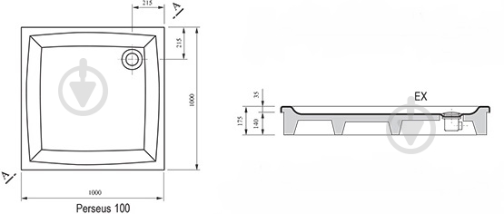 Поддон душевой Ravak Perseus 100 EХ - фото 3