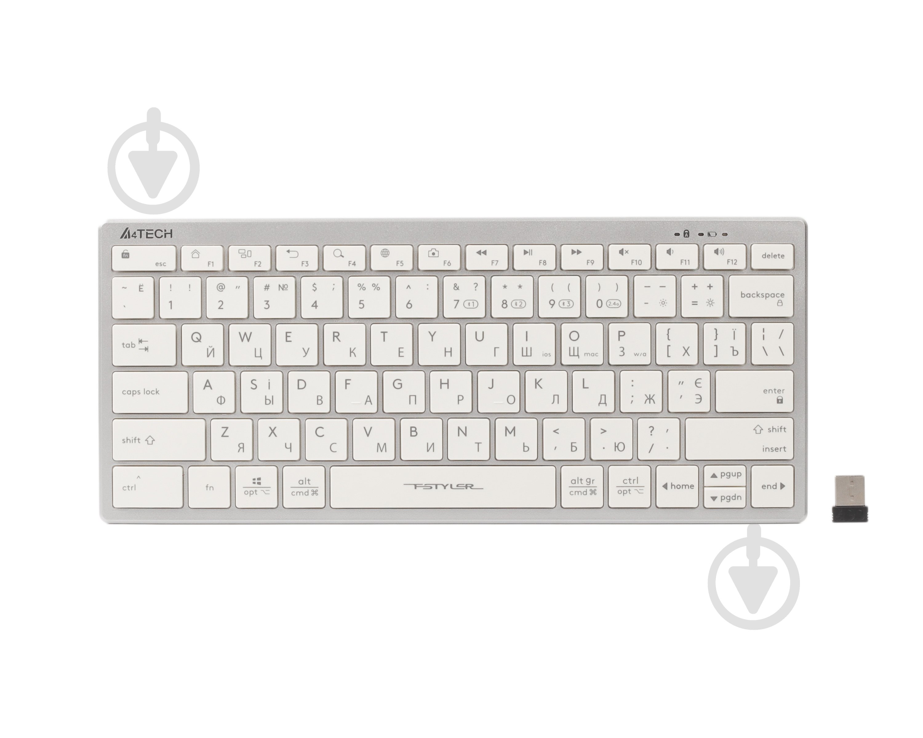 Клавиатура A4Tech (FBX51C (White)) Bluetooth/2.4 ГГц white - фото 1