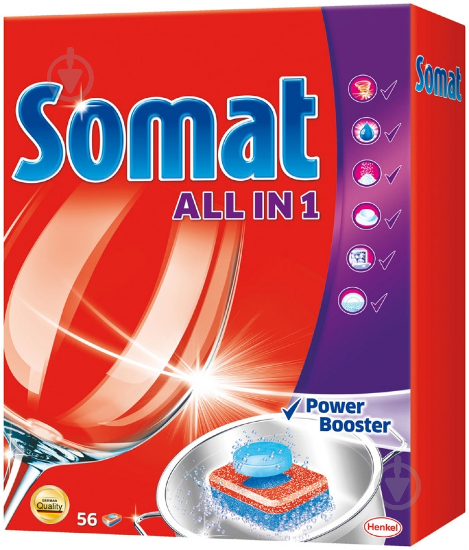 Таблетки для посудомийних машин Somat All in 1 56 шт. - фото 1