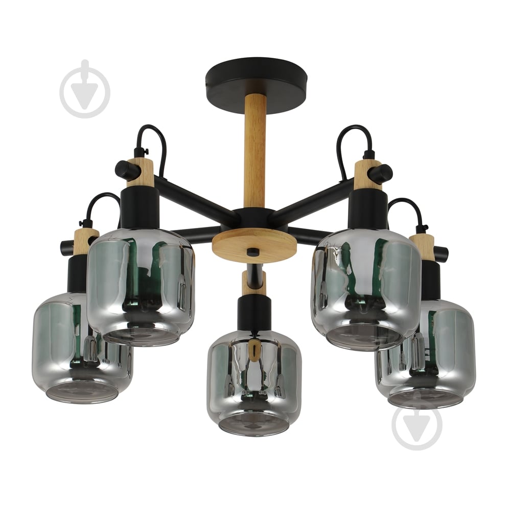 Люстра підвісна ARDERO Denver 5xE14 чорний/дерево BL1450-1 - фото 2