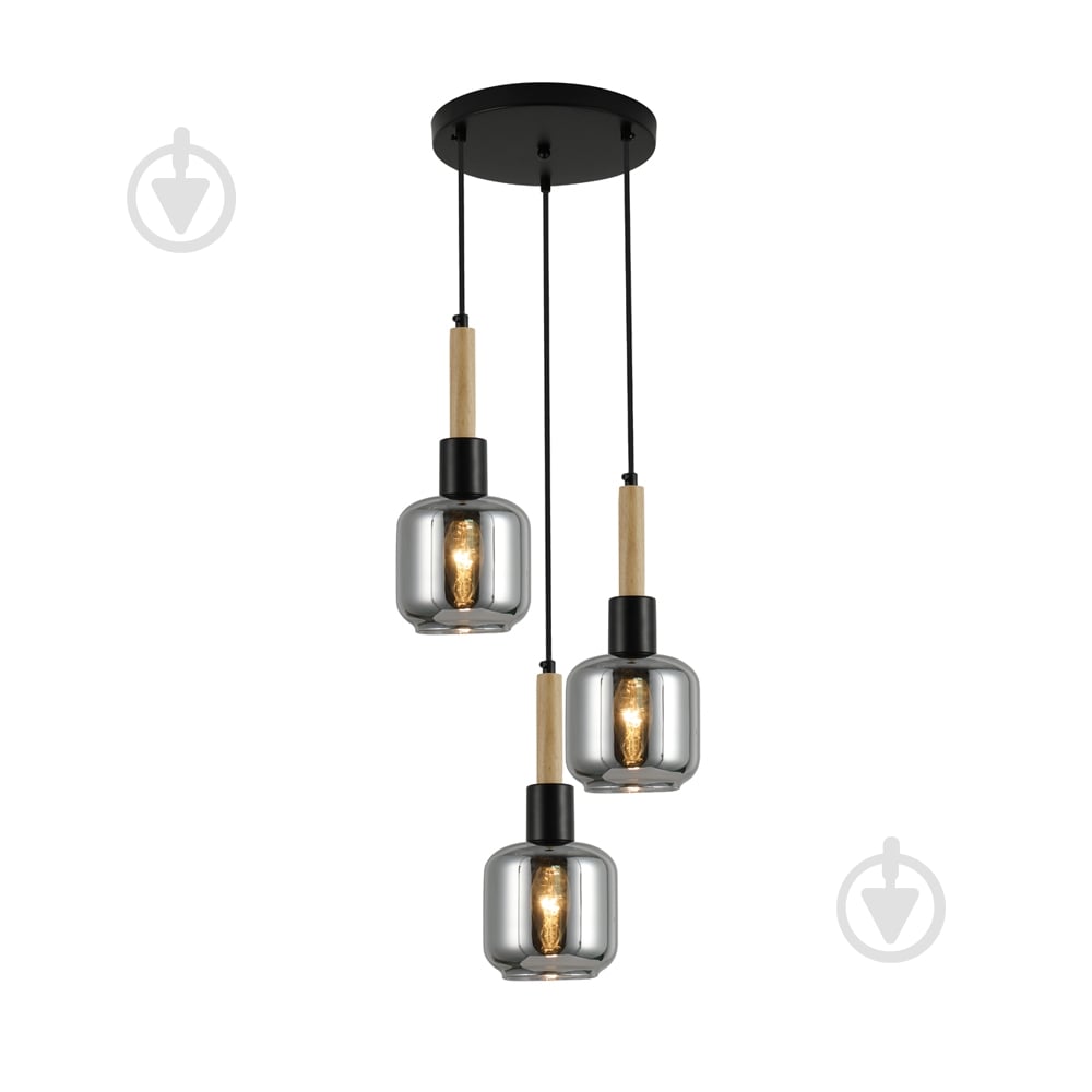 Люстра підвісна ARDERO Denver E14 чорний/дерево BL1433-1 - фото 1