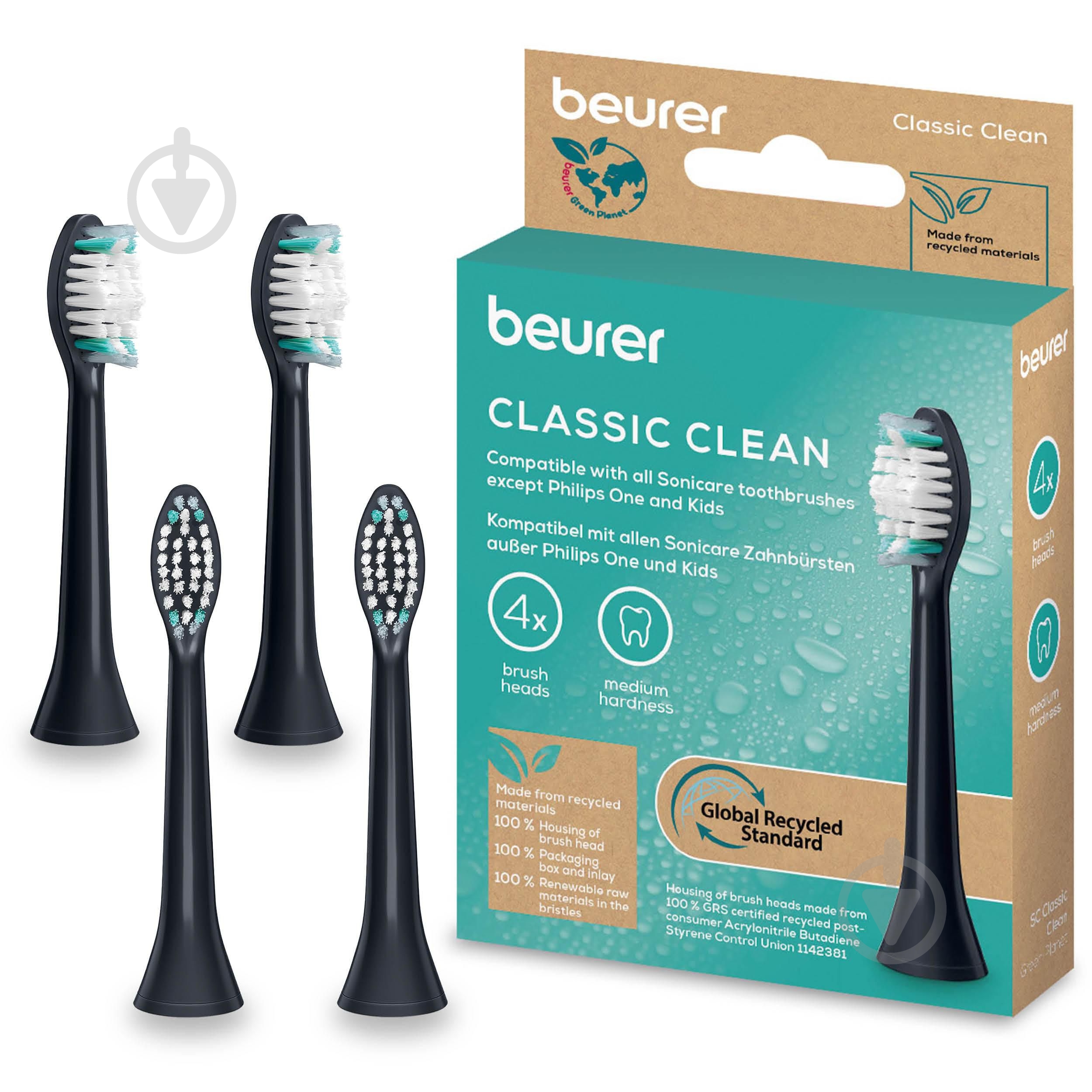 Насадки для звукової зубної щітки Beurer SC Classic Clean 4x GP (щоденне чищення) - фото 1