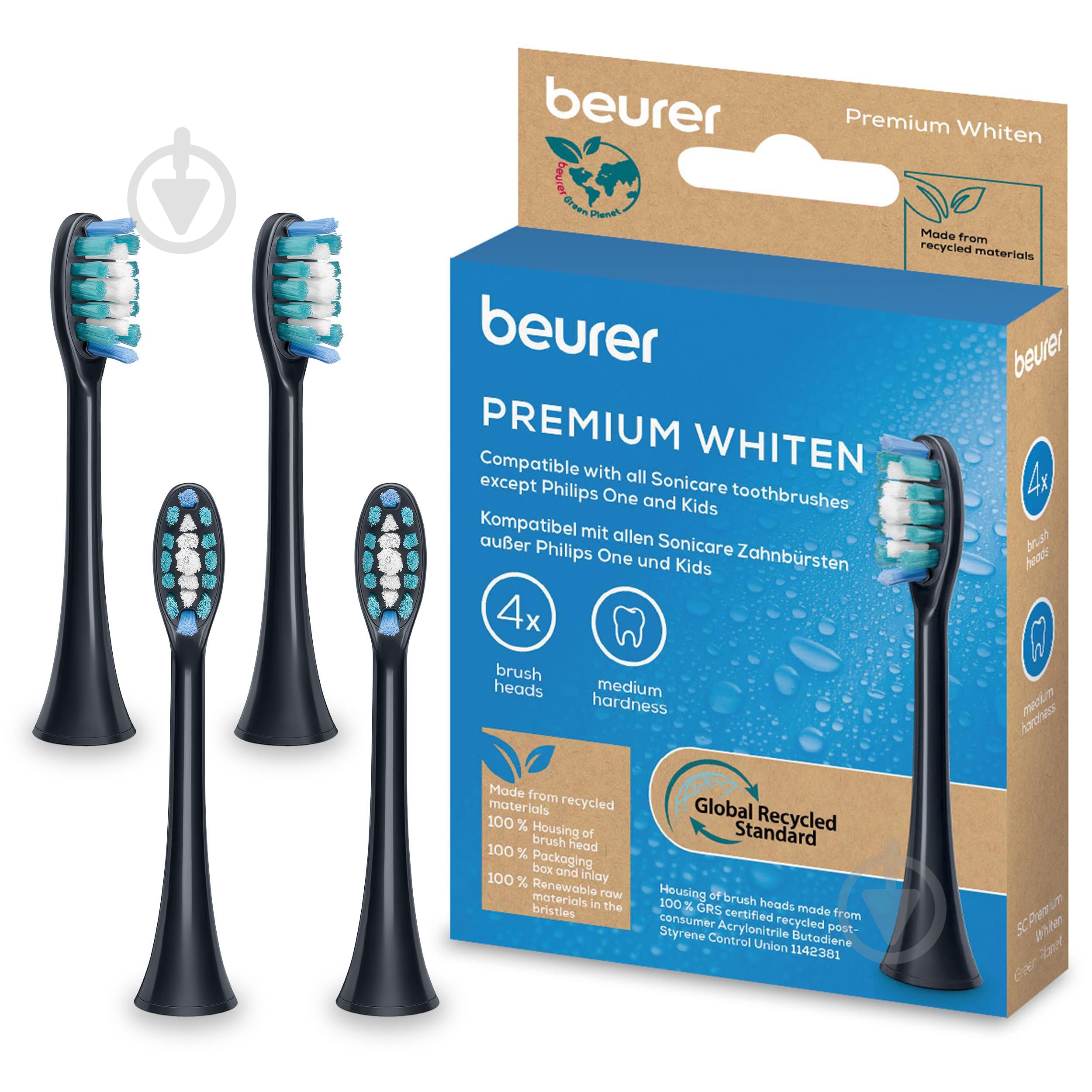 Насадки для звукової зубної щітки Beurer SC Premium White 4x GP (відбілювання зубів) - фото 1