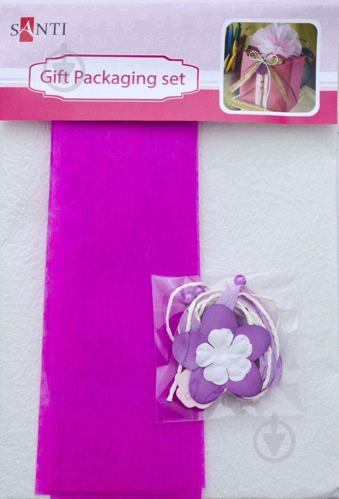 Набір для упаковки подарунка біло - рожевий - фото 1