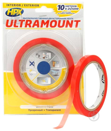 Двусторонняя клейкая лента HPX ULTRAMOUNT ультратонкая 9 мм x 10 м UM0910 (UM0910 ) - фото 1
