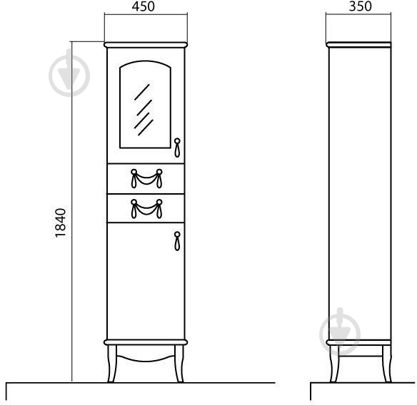Пенал напольный Aqua Rodos Микела ваниль - фото 5