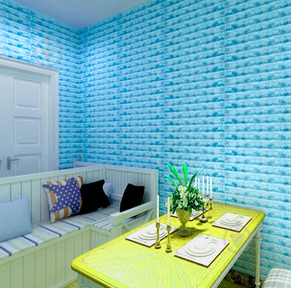 Панель самоклеющаяся Sticker Wall 700x770x5 мм голубой мрамор 065 (SW-00000033) - фото 2