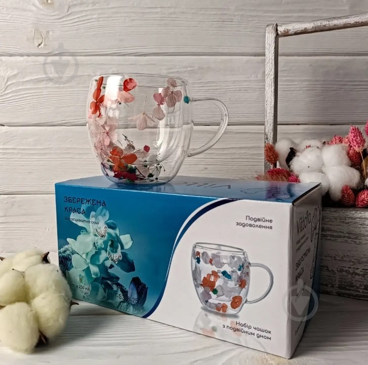 Набір чашок Vittora Збережена краса 250 мл з подвійним дном 2 шт. VT-5328-250 - фото 2 Набір чашок Vittora Збережена краса 250 мл з подвійним дном 2 шт. VT-5328-250 - фото 2