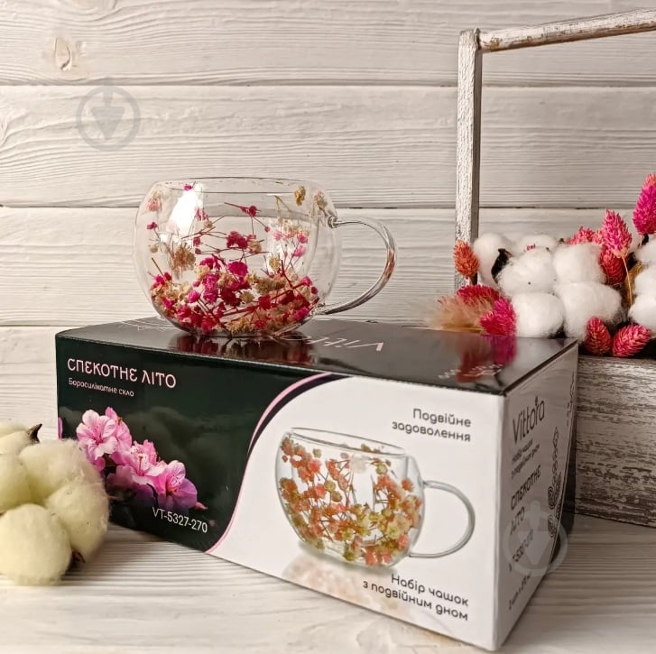 Набор чашек Vittora Жаркое лето 270 мл с двойным дном 2 шт. VT-5327-270 - фото 2 Набор чашек Vittora Жаркое лето 270 мл с двойным дном 2 шт. VT-5327-270 - фото 2