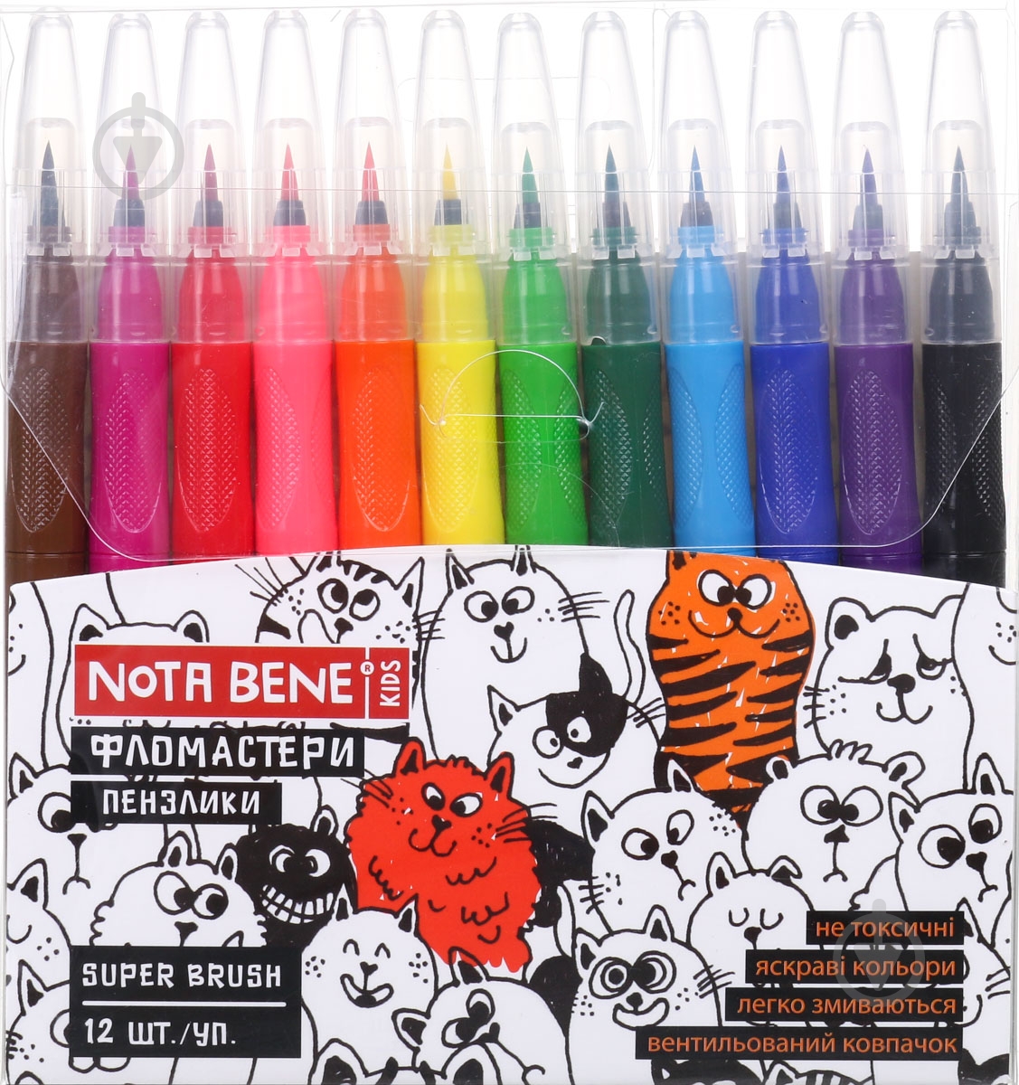 Фломастеры-кисточки Super Brush 12 шт. Nota Bene - фото 1