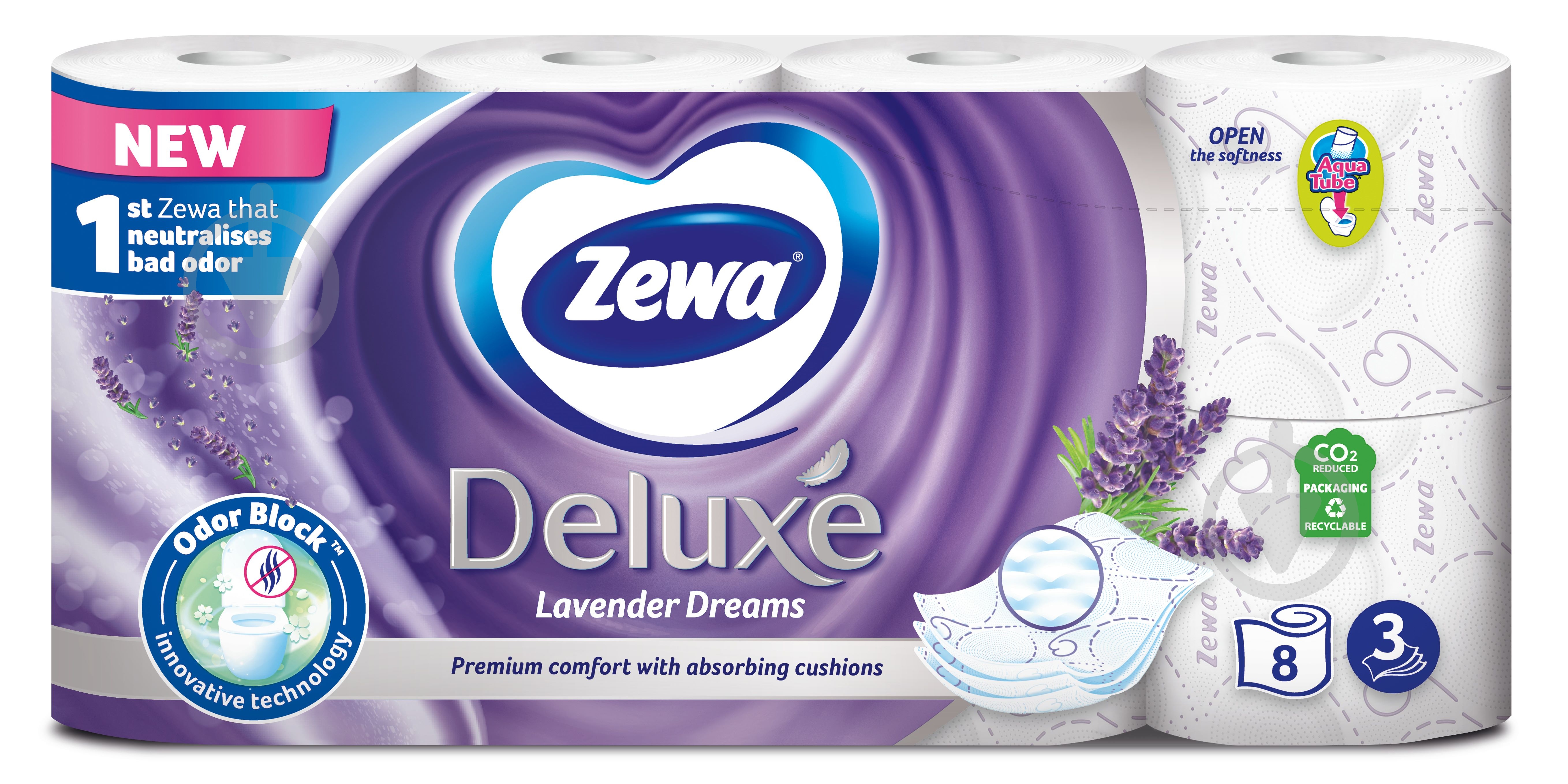 Туалетная бумага Zewa Deluxe лаванда трехслойная 8 шт. - фото 2