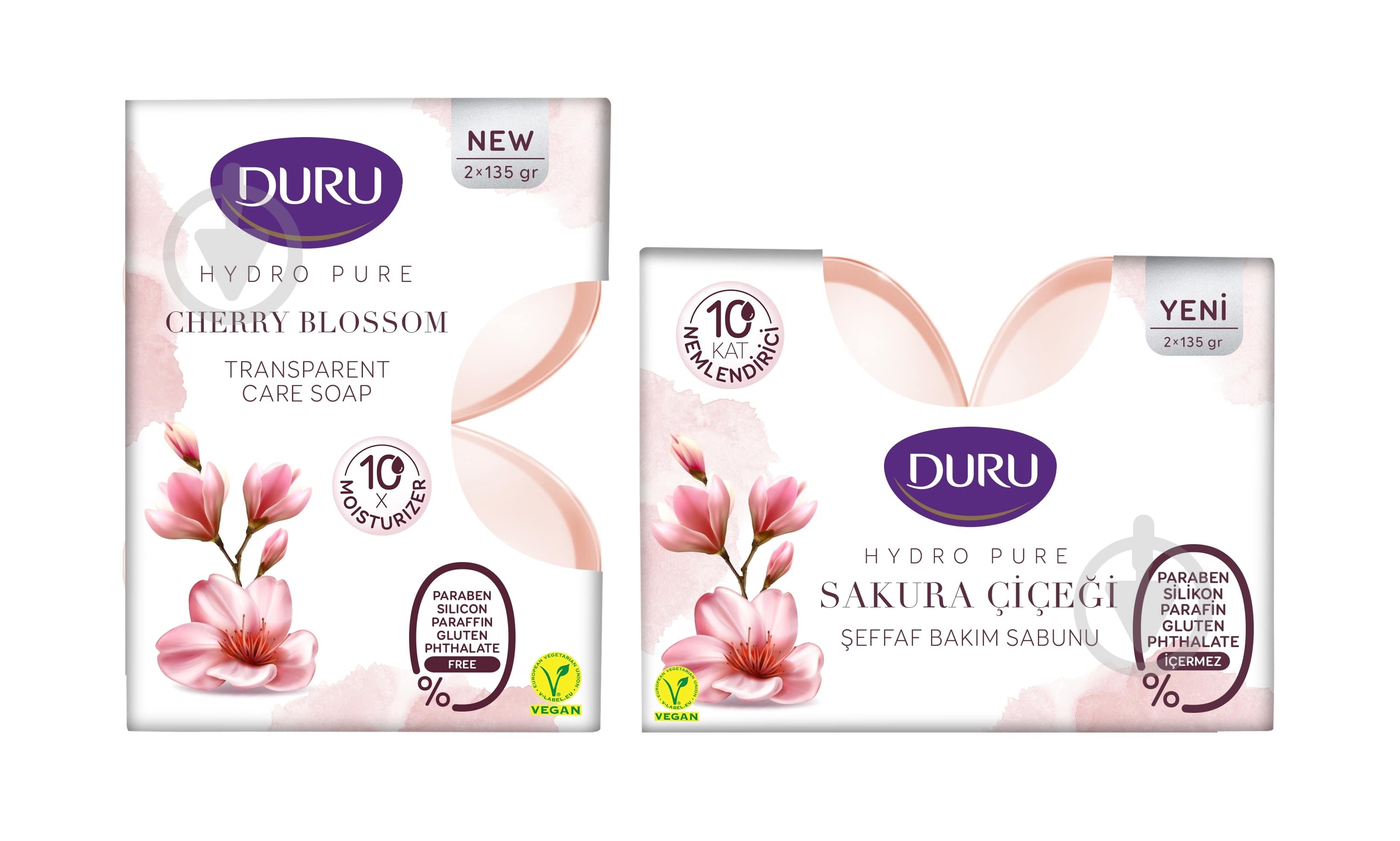 Мило Duru Hydro Pure з ароматом цвітіння вишні 135 г 2 шт./уп. - фото 1 Мило Duru Hydro Pure з ароматом цвітіння вишні 135 г 2 шт./уп. - фото 1