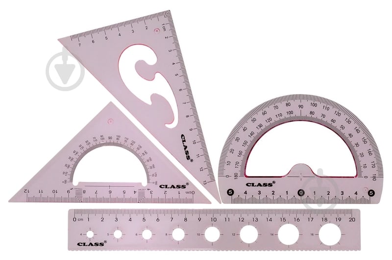 Набір лінійок 4 предмети в ПВХ-пеналі рожевий 9024-12 CLASS - фото 2 Набір лінійок 4 предмети в ПВХ-пеналі рожевий 9024-12 CLASS - фото 2