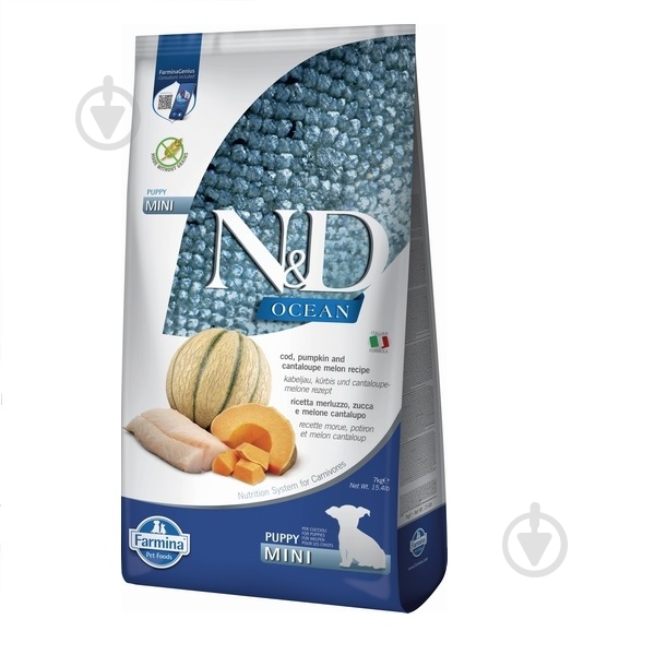 Корм сухий Farmina N&D Grain Free OCEAN PUMPKIN для цуценят дрібних порід з тріскою та динею 7 кг - фото 1