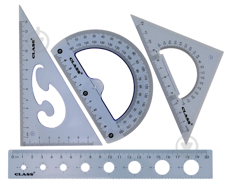 Набор линеек 4 предмета в ПВХ-пенале синий 9024-12 CLASS - фото 2