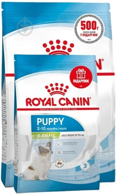 Корм сухой Royal Canin для щенков XSmall Puppy (11524) 500 г + 1,5 кг - фото 1 Корм сухой Royal Canin для щенков XSmall Puppy (11524) 500 г + 1,5 кг - фото 1