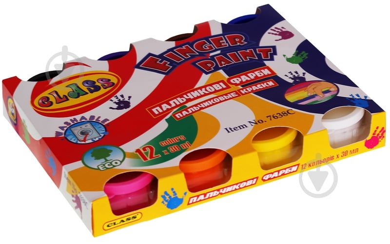 Набор пальчиковых красок 12 цветов 360 мл 7638 CLASS - фото 1