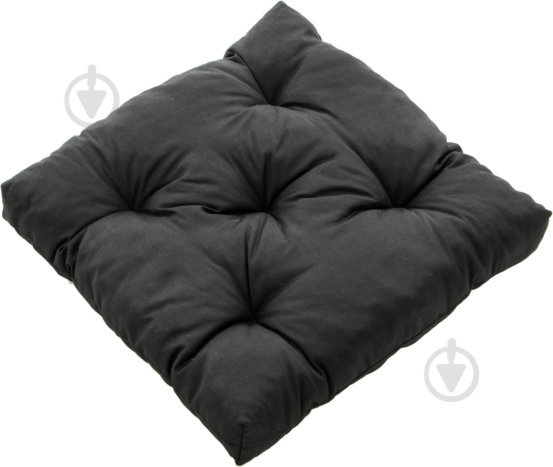 Подушка на стілець стьобана чорна 40х40х8 см - фото 2