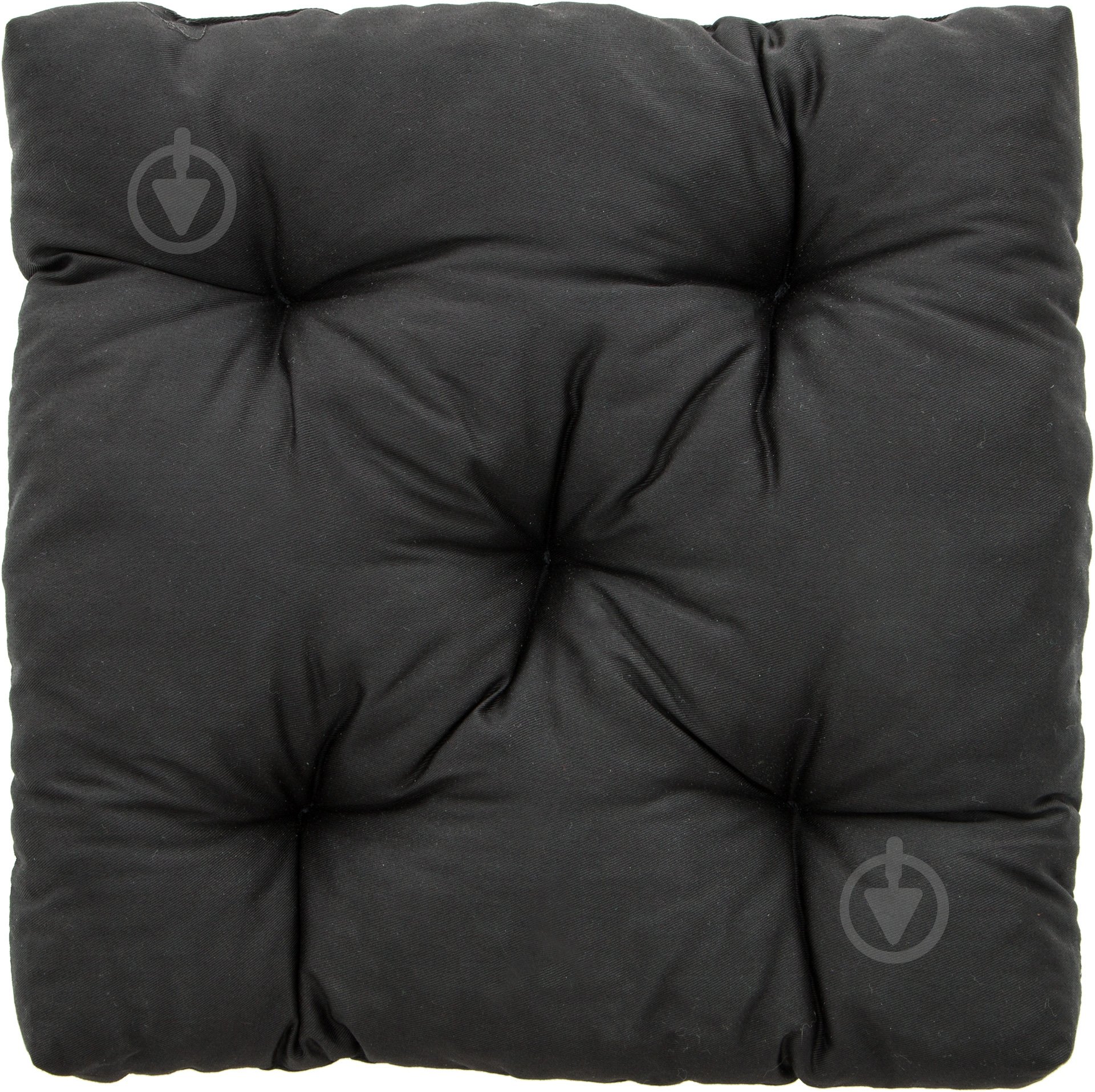 Подушка на стілець стьобана чорна 40х40х8 см - фото 1