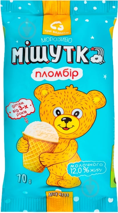 Мороженое Три Ведмеді пломбир 12 % Мишутка 70 г - фото 1
