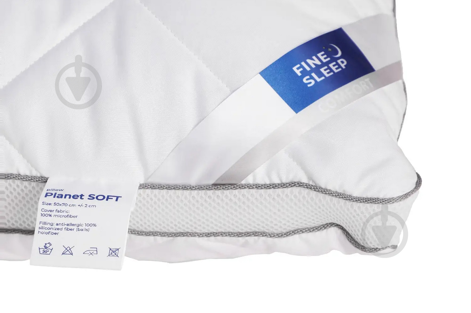 Подушка Planet Soft стьобана мікрофібра сумка Fine Sleep 50x70 см білий - фото 3 Подушка Planet Soft стьобана мікрофібра сумка Fine Sleep 50x70 см білий - фото 3