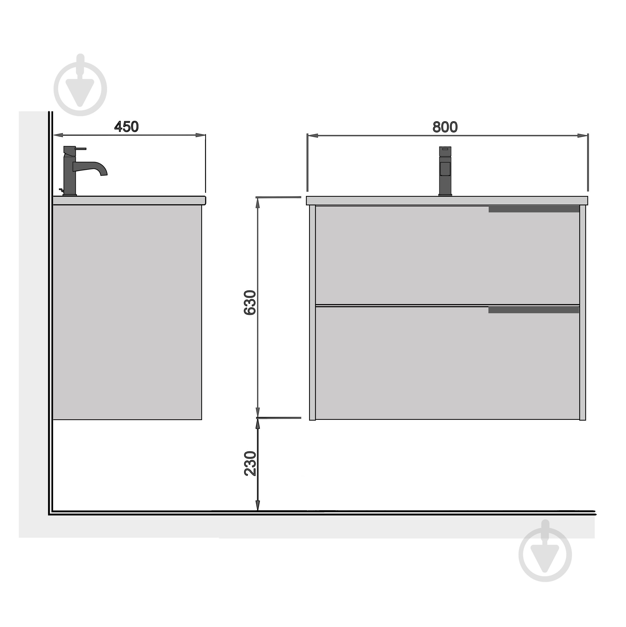 Тумба подвесная Мойдодыр ILLUSION 80-А с умывальником Su-80 - фото 7